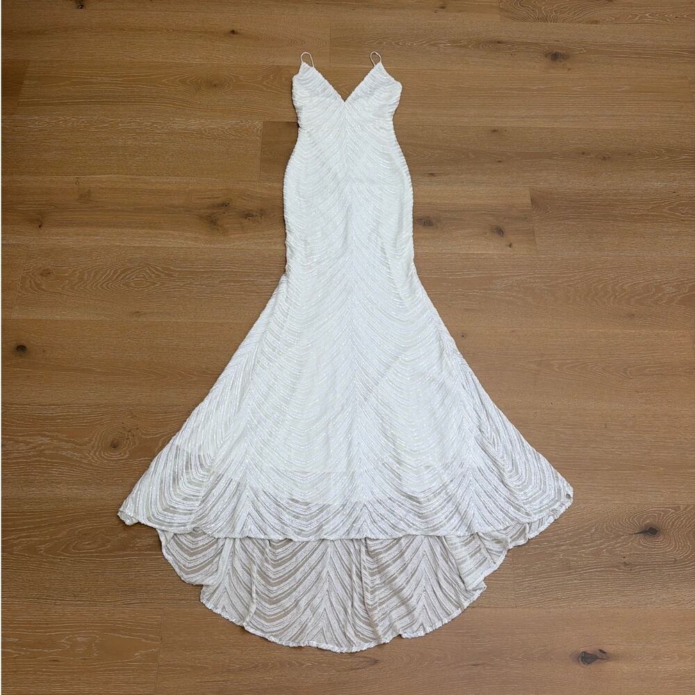 No Brand Beaded Maxi Dress Gown Bridal Size S White